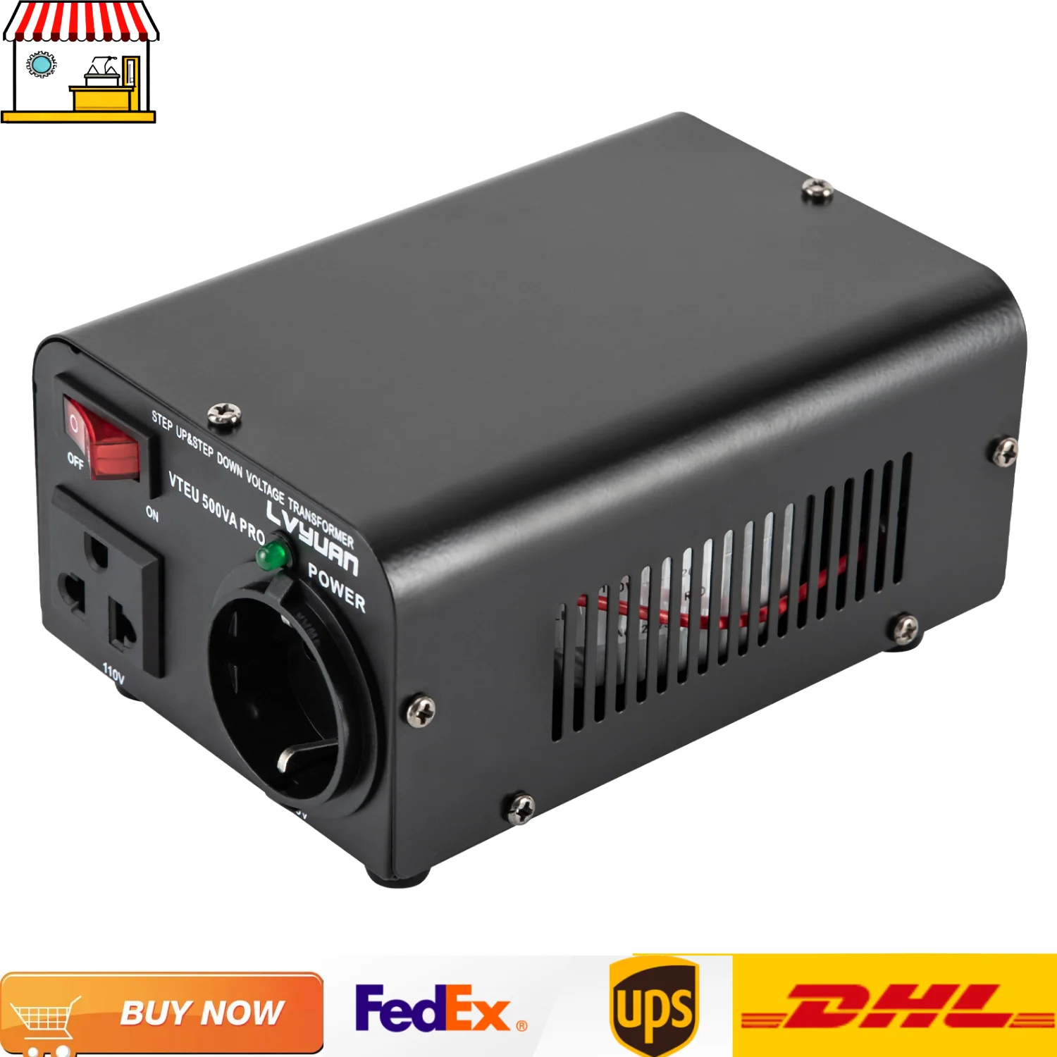 Convertitore di Tensione Portatile | Dispositivo di Conversione di Tensione da 220V a 110V / da 110V a 220V | 500VA