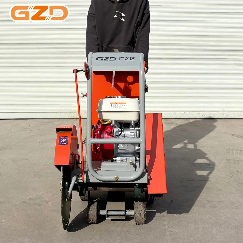 GZD High Power  Engine Concrete Cutter Saw Cutting Blade 300 400 500mm Walk Behind Road Cutting Machine