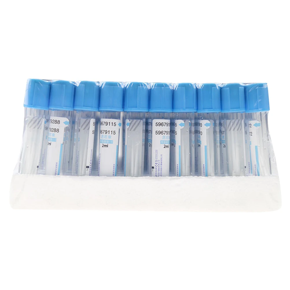 

100 Pcs Blood Collecting Tubes 2ml Sodium Citrate Glass Venous Test Tube Stand Lab Equipment School Project Disposable Clear