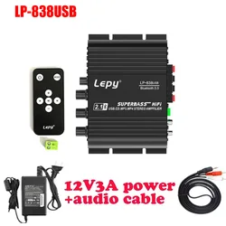 Lepy LP-838\838BT\838USB MINI Digital Hi-Fi Car Power Amplifier 2.1CH Digital Subwoofer Stereo BASS Audio Player