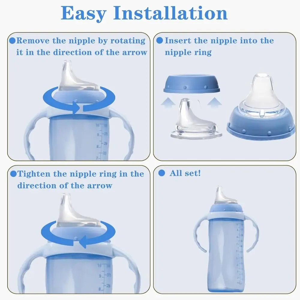 4 Packs Food Grade Silicone Learner Cup Spout Leak-Proof Design Soft Texture Sippy Cups Spout for NUK Learner Cup & Active Cup