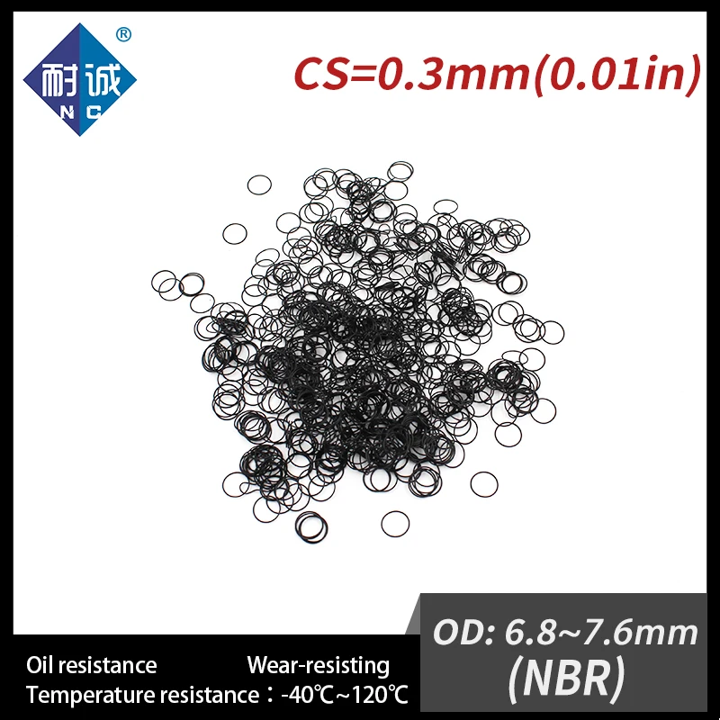 

20PCS/lot Rubber Black NBR CS 0.3mm thickness OD6.8/7.6mm O Ring Gasket Oil resistant waterproof Nitrile rubber watch oring