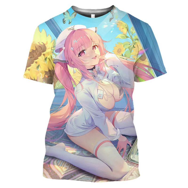 Hentai Nurse Doctor Anime T Shirt for Men 3D Ahegao Sexy Girl Printed Manga Bikini Exposed Loli Tee Shirts Harajuku Fashion Tops