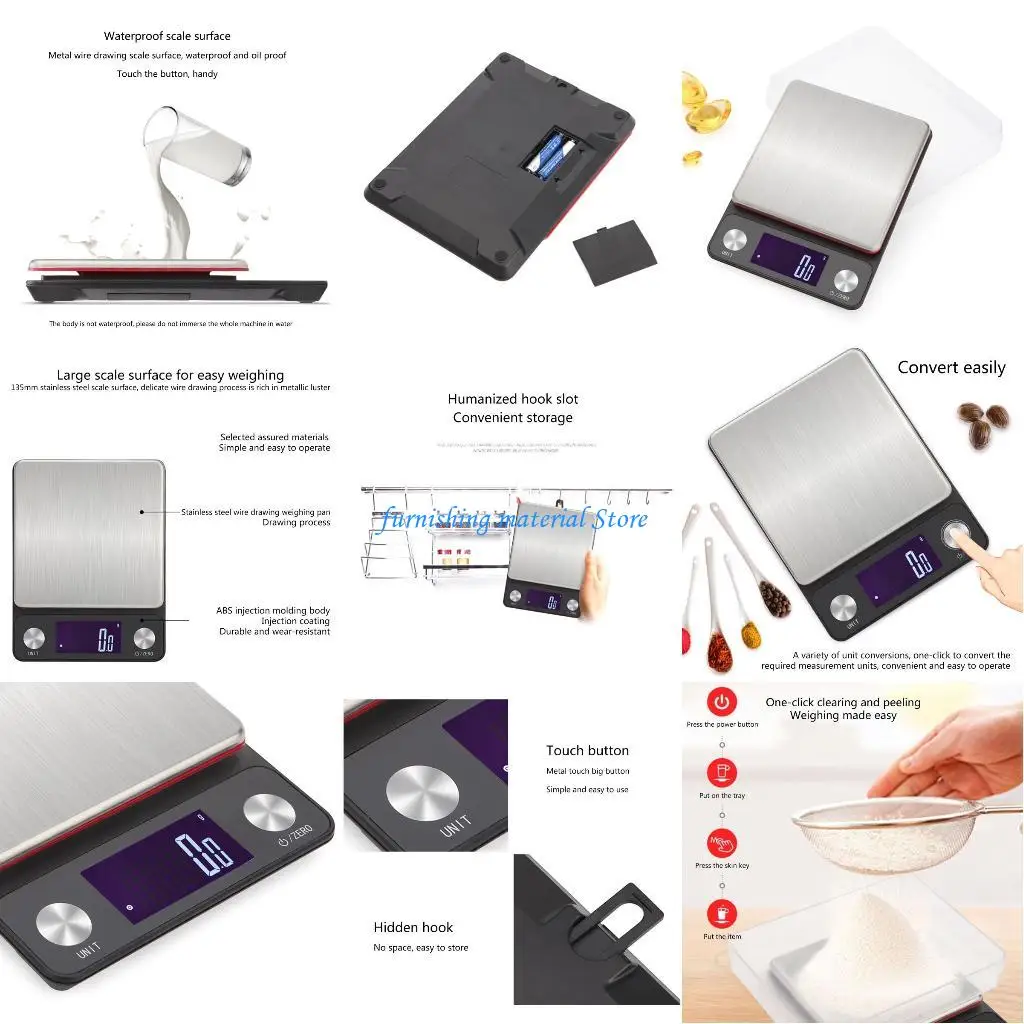 

Y5GD Digital Kitchen Scale Electric Weighing Scale with Backlit Large Platform