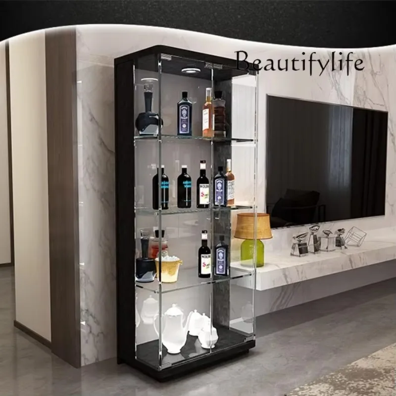 G45 French Style Custom. LED Glass Shelf Collectible Display Showcase Living Room Transparent Glass Display Cabinet