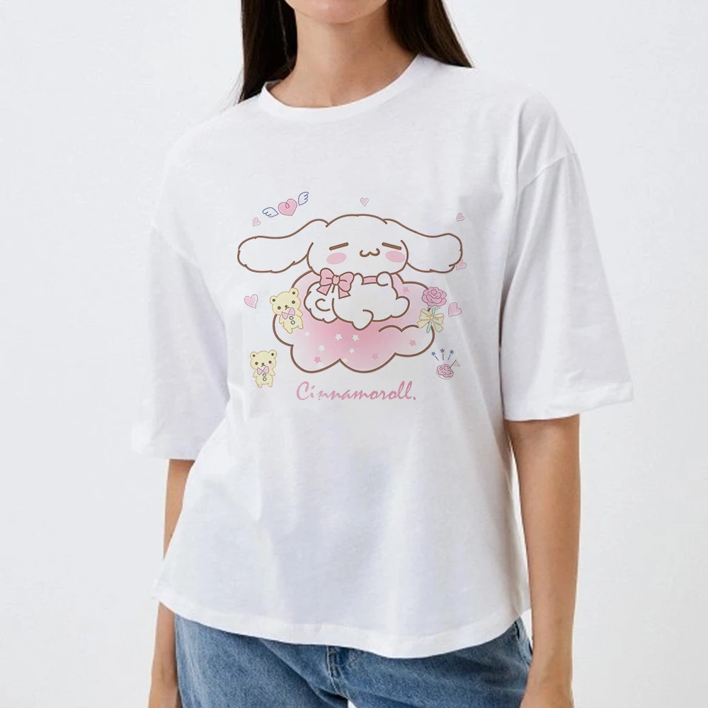 

Fashion Women's T-shirt Sanrio Cinnamoroll Cartoon Graphic Printed T Shirt Girl T-shirt Anime Tshirt Top Tees Female Cute Gift
