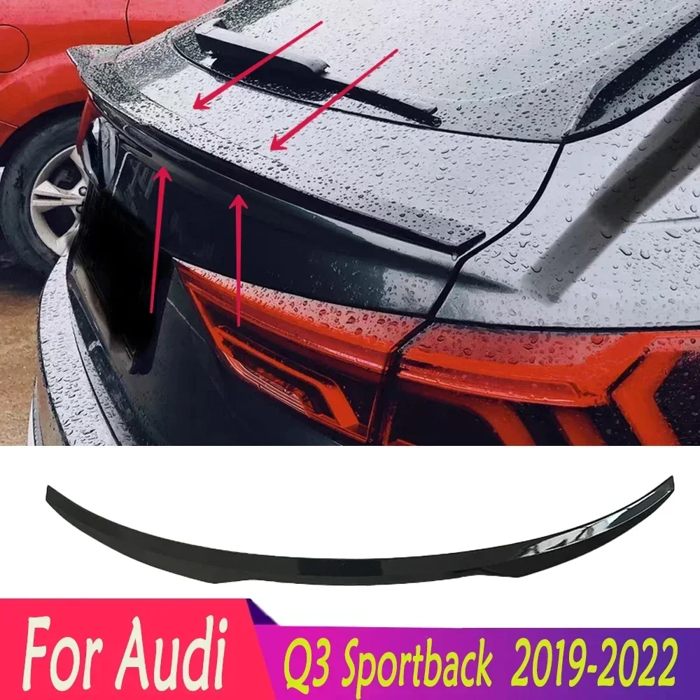 

Горячая распродажа для Audi 2019-2022 Q3 Sportback Spoiler Высококачественный ABS с глянцевым черным или углеродным волокном, комплекты кузова с задним средним крылом и губой