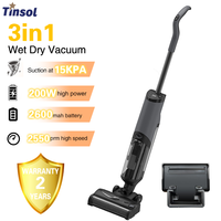 Tinsol 15KPa Suction, 200W Power Cordless Wireless Wet Dry Smart Mop Washing Vacuum,  Self Cleaning,  Large Dual Water Tank