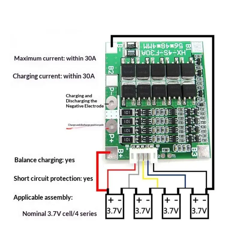 4S 3.2/3.7V 30A Lithium Battery BMS with Balancer for Optimal Charge Management Solutions