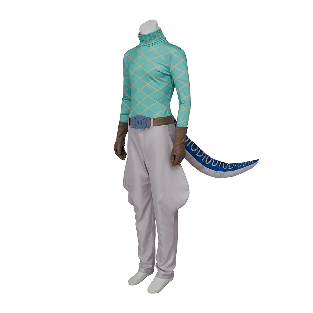 Anime JOJO Cosplay Diego Brando Cosplay Dio Cosplay Men Jockey Costume Full Set With Hat And Dinosaur Tail Men Halloween Suit