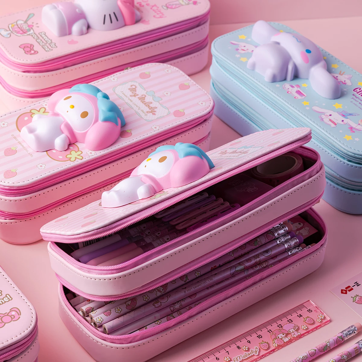 Imagem -03 - Grande Capacidade Kawaii Pen Case para Estudantes do Ensino Primário Bonito Bolsa de Lápis Bolsa de Armazenamento de Papelaria Macia para Meninas Kiity Case