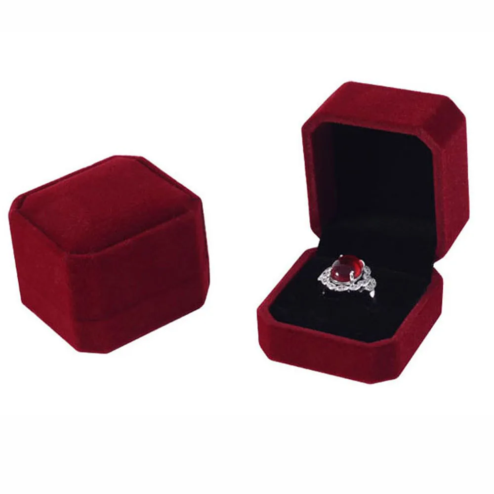 High Quality Gift Packaging Box Square Velvet Ring Holder Jewelry Box Box Storage Organizer Ring Box Earring Display Case
