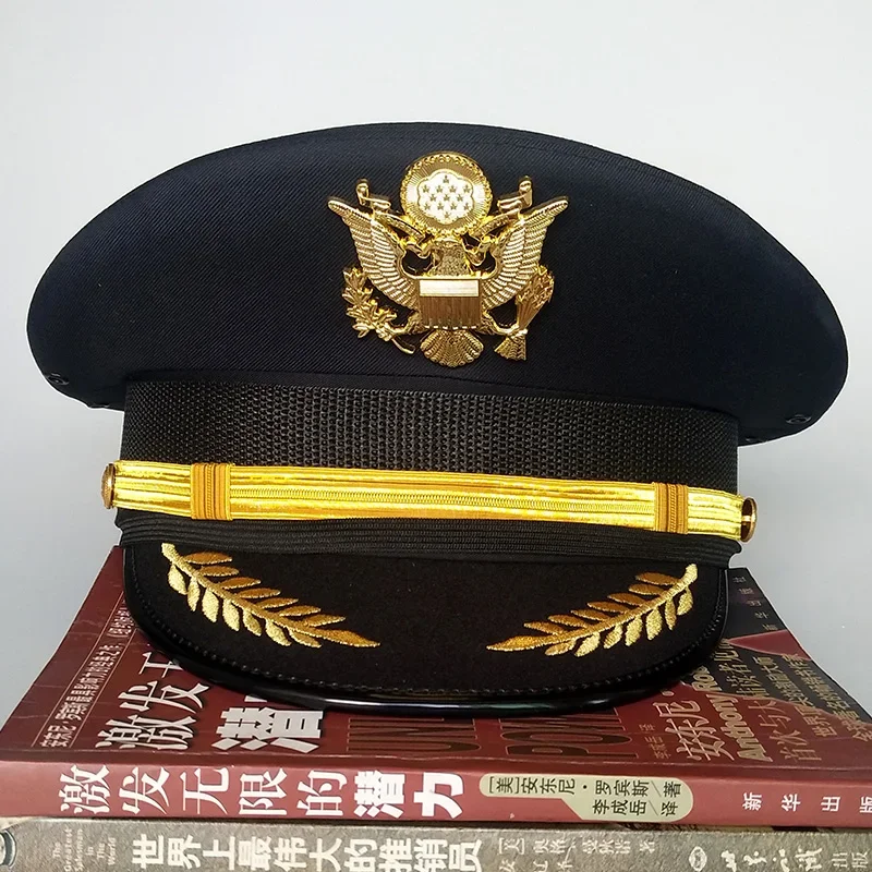 White Captain Sailor Cap Men Army Military Equipment Accessories Eagle Badge for Stage Wide Brim Hat Cosplay US Marine Caps