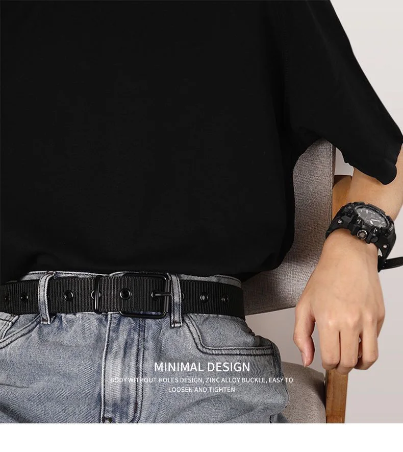Herren-Gürtel aus Canvas und Nylon im neuen Stil – gewebter Ledergürtel mit Dornschließe, vielseitiger, verdickter und verschleißfester Taillengürtel für Hosen – Detail 3
