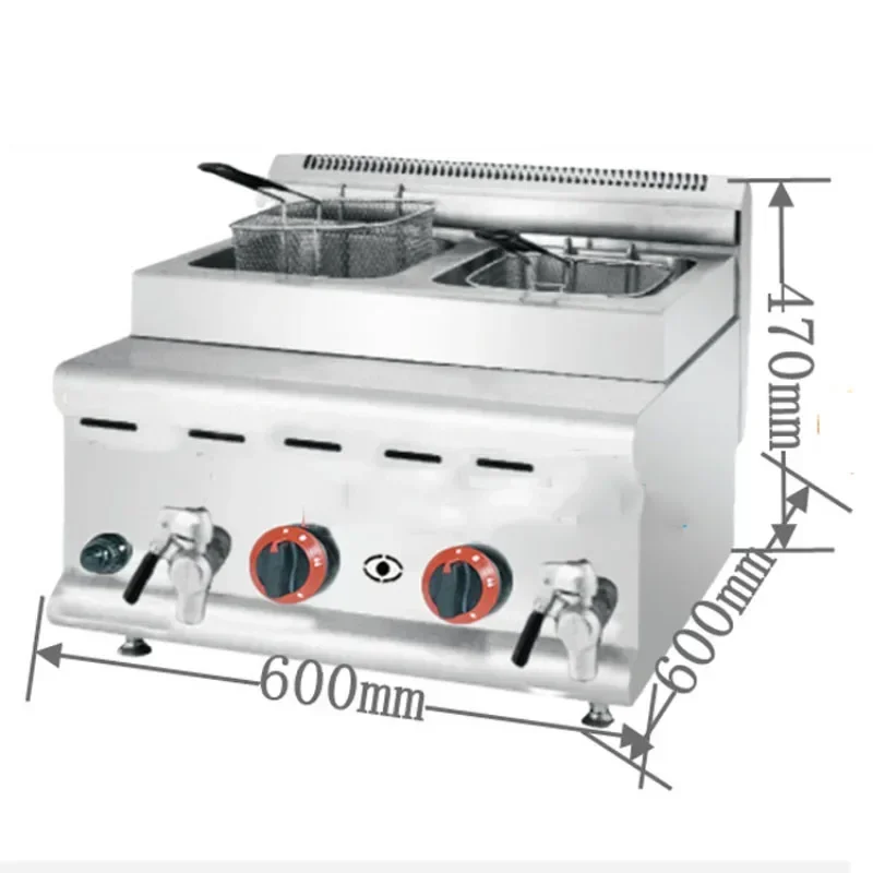 Liquid Gas High Oil Cylinder Fryer GH585 Commercial Gas Double Cylinder Screen Fryer 8L Fried Chicken Fryer