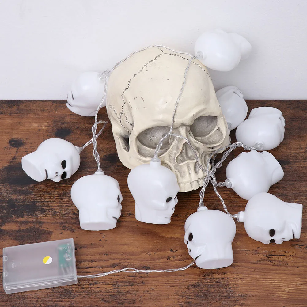 

2 Pcs Skull String Lights Chains with Skulls Halloween Holiday Party Decoration Supply