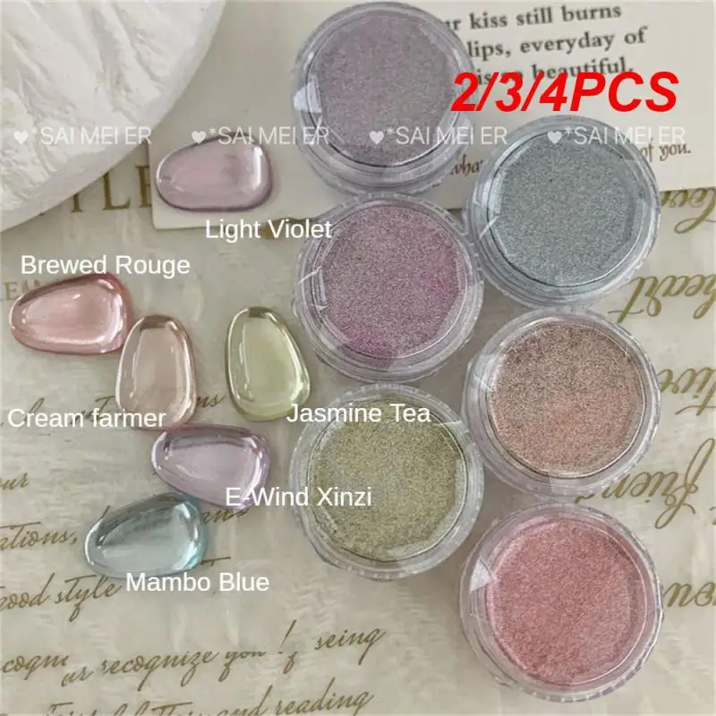 2/3/4PCS Low Saturation Lasting Ease Of Use Beautifully Metal Aesthetics Fashionable Dazzling Manicure Nail Mirror Powder