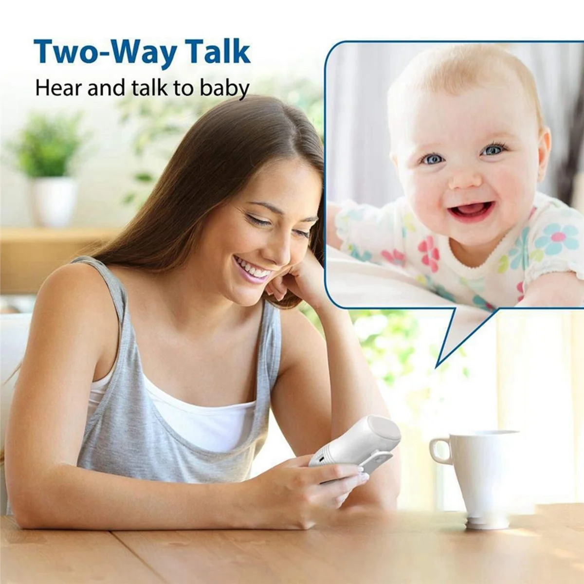 ABJG-Baby Audio Monitor 2-Way Talk Baby Intercom Wireless Night Light บ้านอุปกรณ์ความปลอดภัยของเด็ก