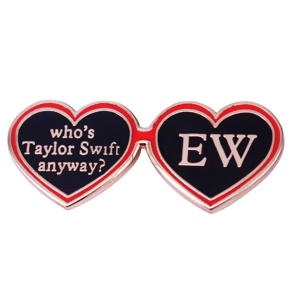 Heart sunglasses shape with the lyrics who’s singer anyway? Ew Enamel Pin Fasion Jewelry Accessories