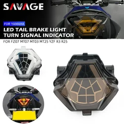 Luz trasera LED para motocicleta, lámpara de freno de señal de giro integrada para YAMAHA MT07 FZ07 2014-2017/ MT25 MT03 YZF R3 R25 2014-2021 18 19