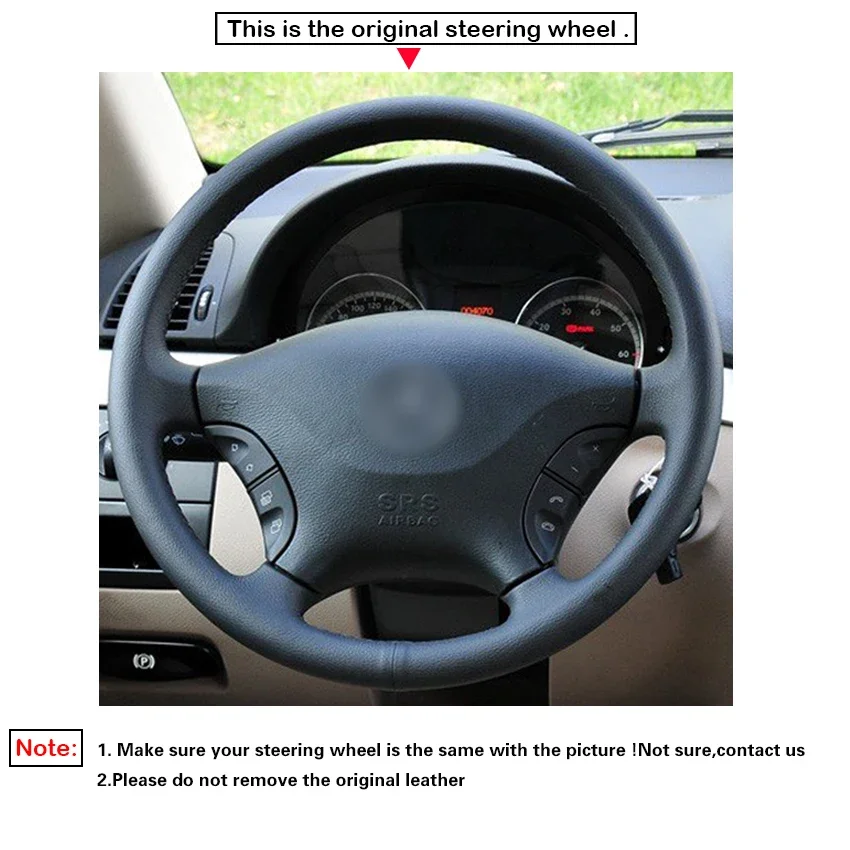 Black Faux Leather No-slip Car Steering Wheel Cover for Mercedes Benz Viano W639 Vito Sprinter Volkswagen VW Crafter 2003-2016