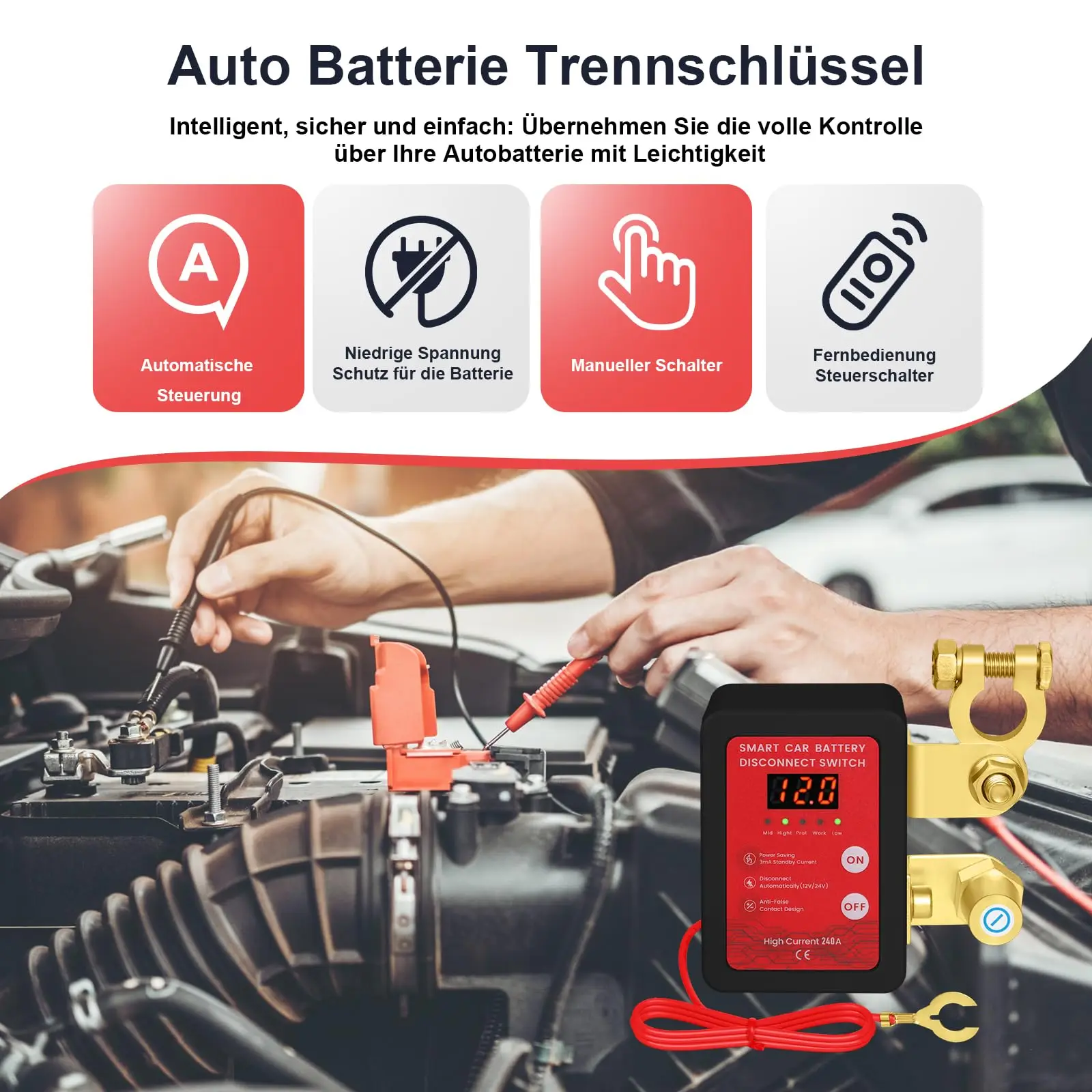 12V Fernbedienung Batterie Trennschalter Smart Spannung Auto Batterie Kill Schalter für Fahrzeug RV ATV Lkw Boot mit LED – Detail 2