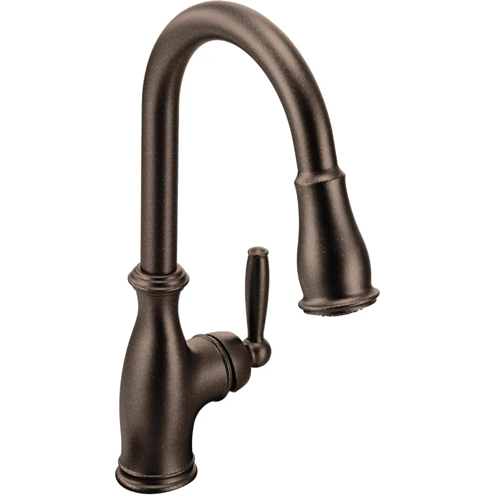 

Moen Brantford Oil Rubbed Bronze Traditional One-Handle Kitchen Faucet with Pulldown Sprayer Featuring Power Boost and Reflex Do