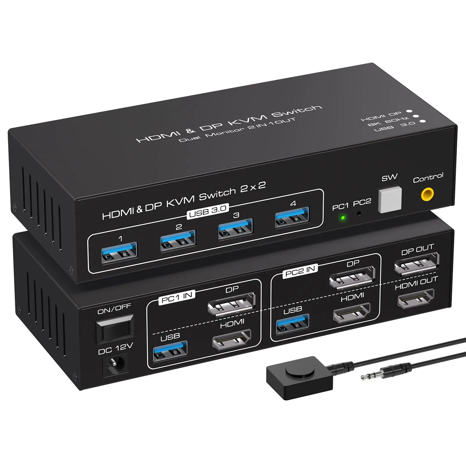 

2x2 HDMI DP KVM switch 4K 120Hz Dual Monitor Extended Display 8K USB KVM Switcher 2 in 2 out for 2 Computers 2 Monitors