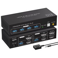 2x2 HDMI DP KVM switch 4K 120Hz Dual Monitor Extended Display 8K USB KVM Switcher 2 in 2 out for 2 Computers 2 Monitors