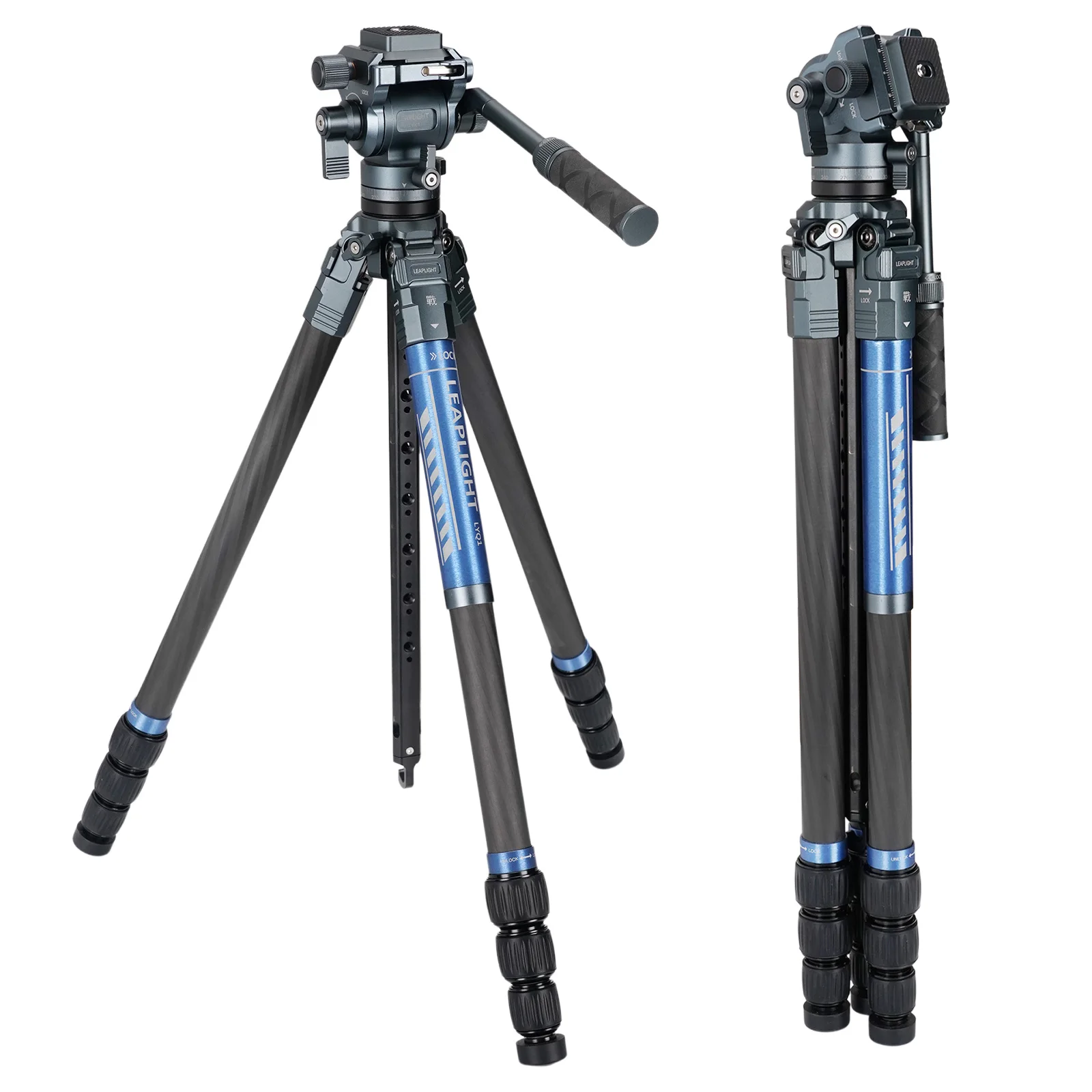 

LEAPLIGHT Professional Carbon Fiber Tripod Stand with Hydraulic Pan/Tilt Ballhead Expandable Travel Tripod for DSLR Camera