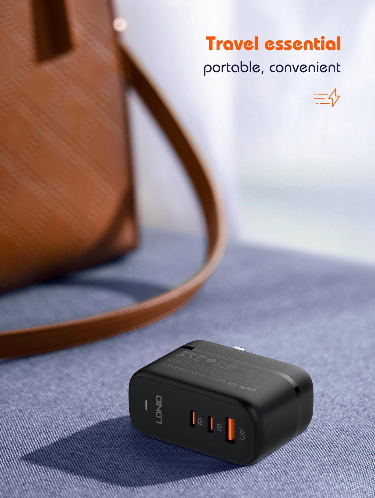 LDNIO GaN 65 W USB C Ladegerät Reiseladegerät PD QC Wandladegerät 3 Port Internationaler Steckeradapter EU UK US AU Reisesteckeradapter – Detail 12