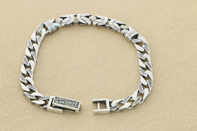 China-Chic stitching personalized male simple 925 sterling silver woven bracelet retro Guochao brand national style personalized