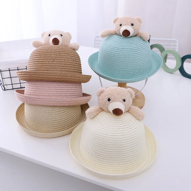 子供のための薄い麦わら帽子,巻き毛の帽子,漫画の漁師,2〜4歳の赤ちゃん,夏のファッション