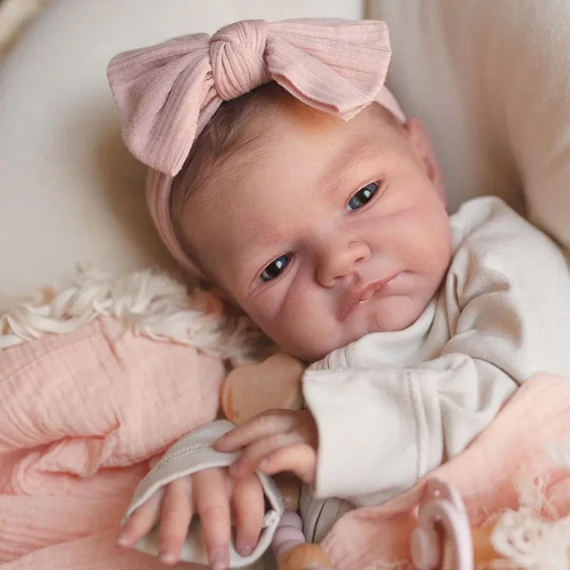 48cm Reborn Baby Doll August Awake  Same As Picture Lifelike Soft Touch 3D Skin Visible