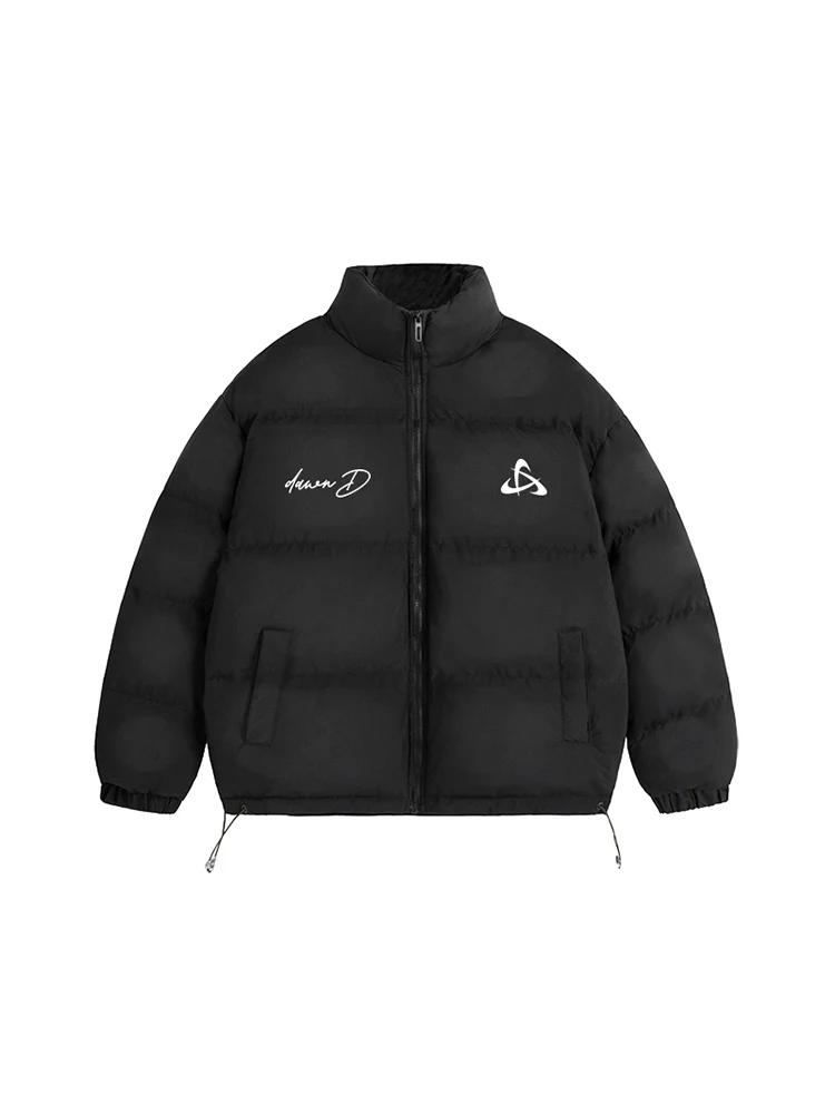 Dawn D Thickened Winter Cotton Jacket Letter Print Bread Style High Street Loose Fit American Vibes Men's Cotton Coat