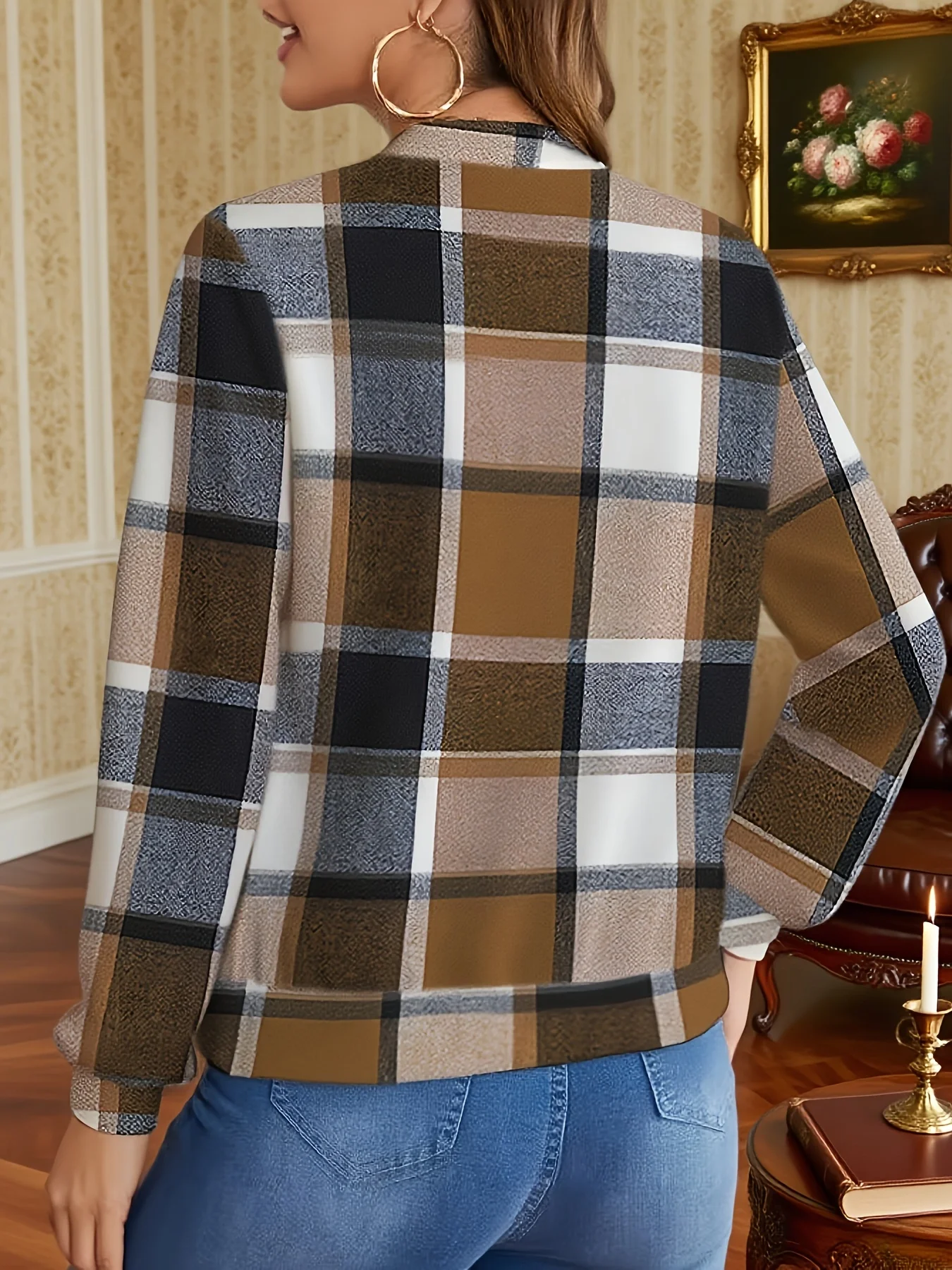Kadın Ekose Bomber Ceket, Uzun - Women'S Fashion Bomber Jacket incelemesi ve fiyatı