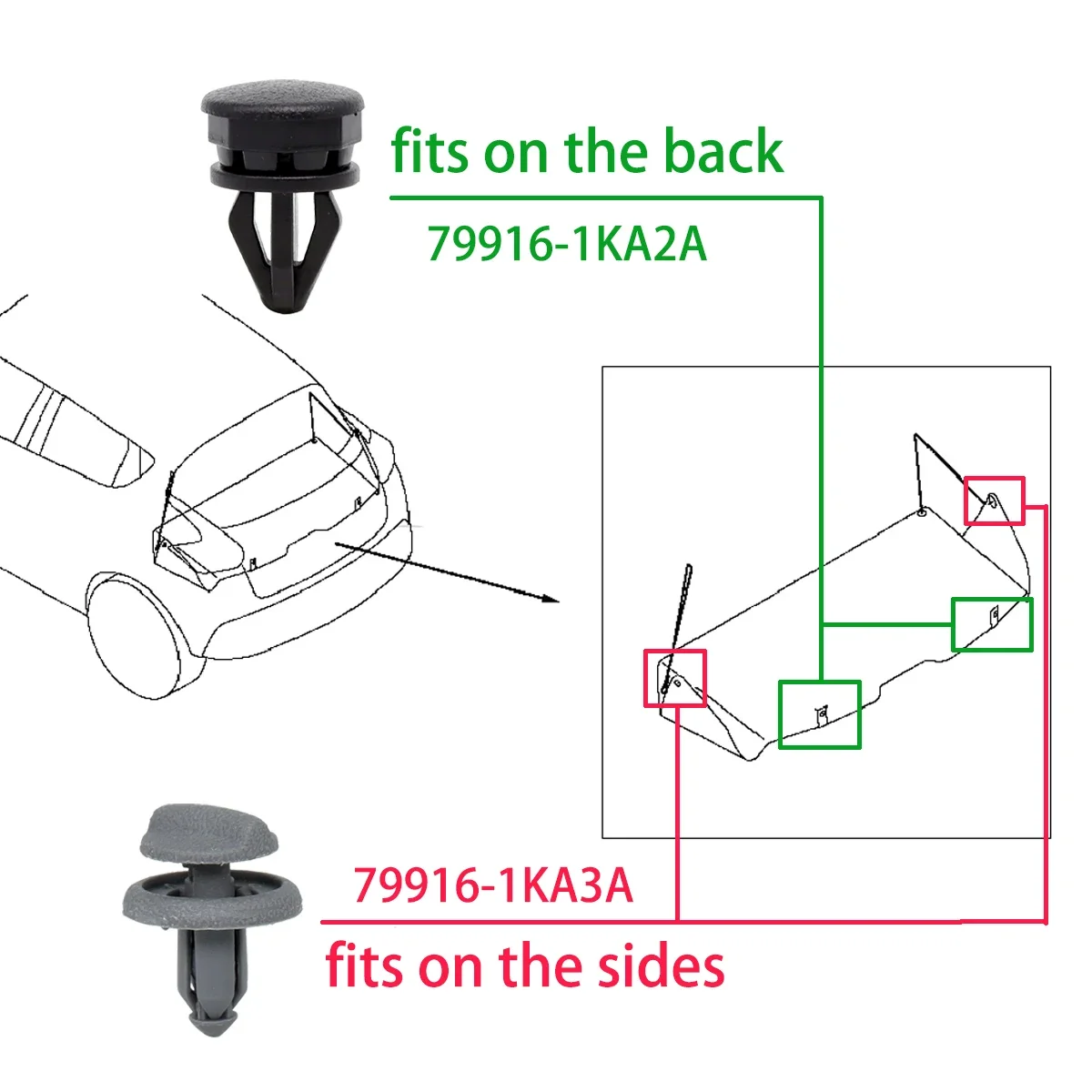 2X Ganci per scaffali per pacchi per Nissan Juke F15 2010 - 2015 Fissaggio per bagagliaio posteriore Pulsante in plastica Staffe per bagagli Clip