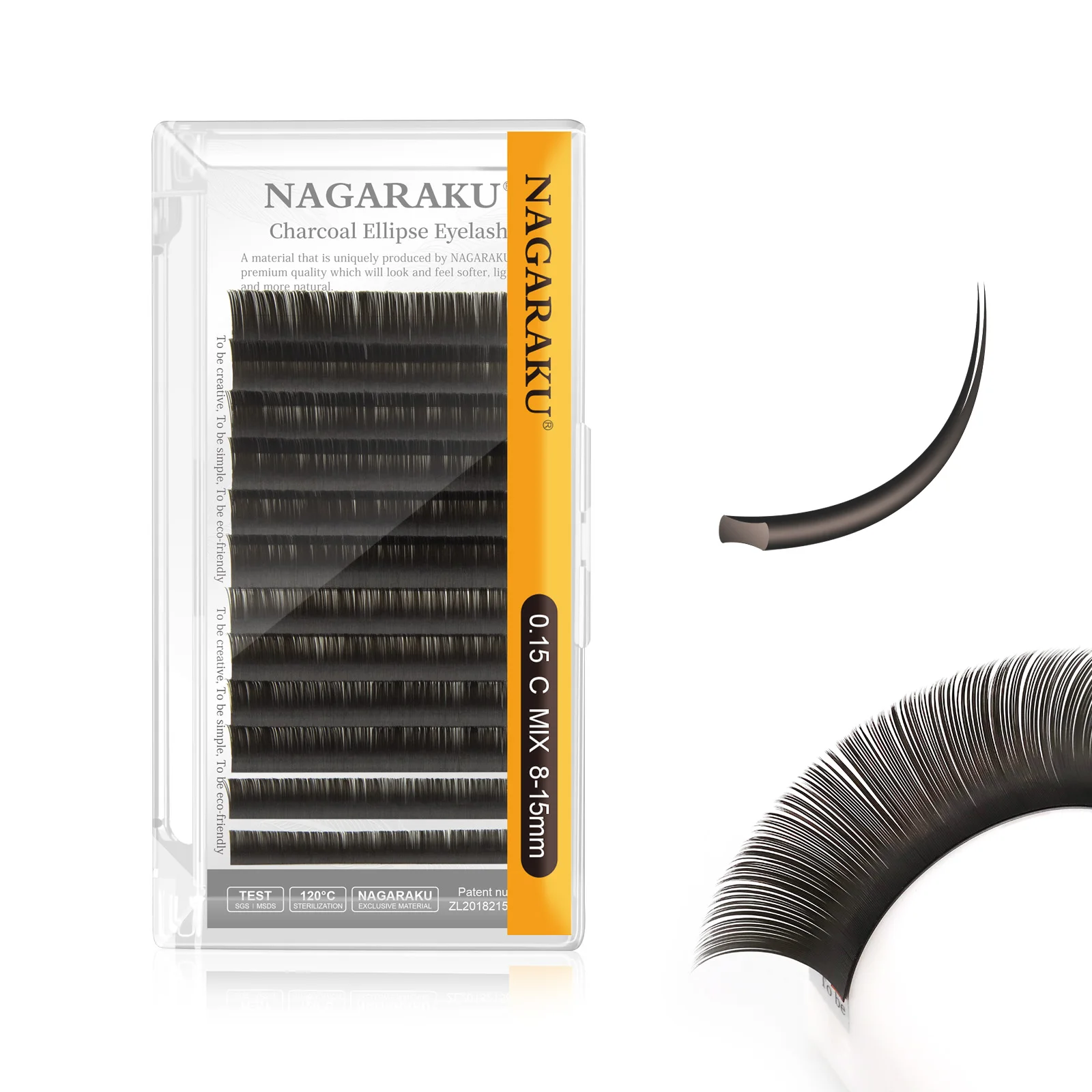 NAGARAKU Flat Ellipse Eyelash Split Tips Matte Gray Black Color Super Soft Gentle Natural Eyelash Extension Flat Shape Lashes