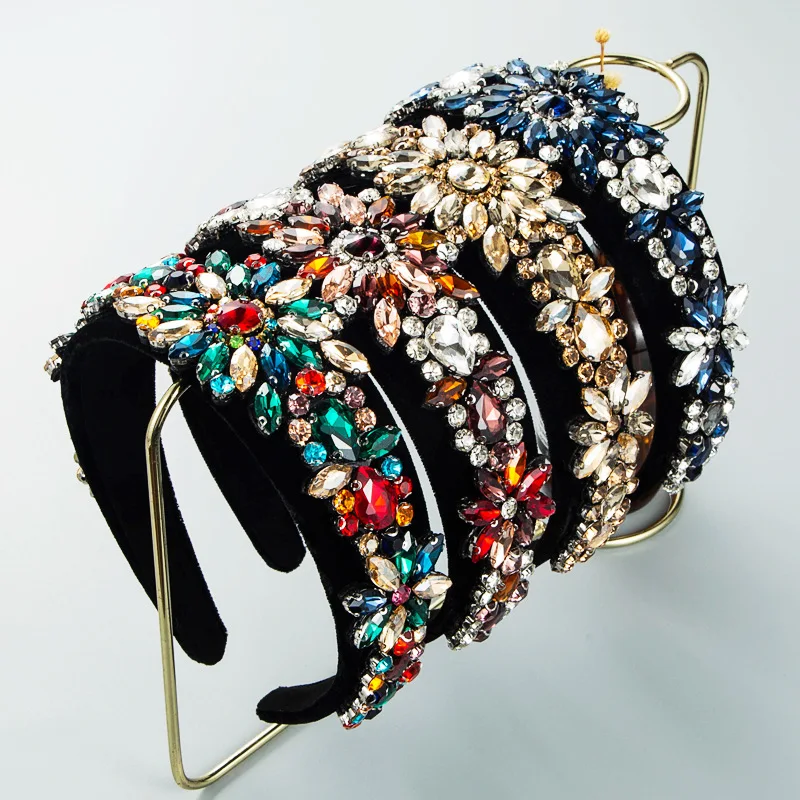 

Luxury Shiny Crystal Flower Baroque Headbands Fashion Hair Accessories Women Trend Temperament Party Hairband Hair Hoop Headwear