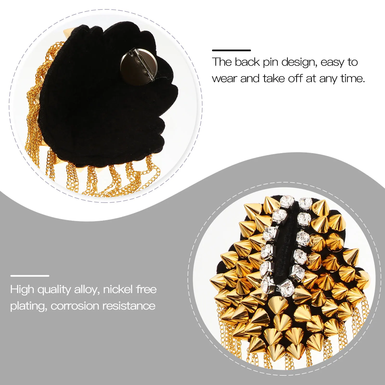 

2Pcs Chest Pin Shoulder Board Badge Tassel Epaulets Retro Style Costume Decoration Military Fringe Epaulet Accessory
