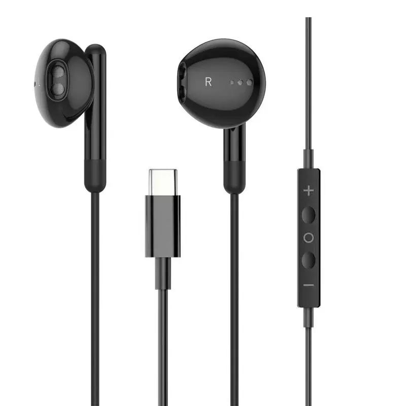 USB Typ C 3,5 mm kabelgebundene Kopfhörer mit Mikrofon, Lautstärkeregler, kabelgebundener Kopfhörer, Bass-In-Ear-Kopfhörer, Sport-Headset