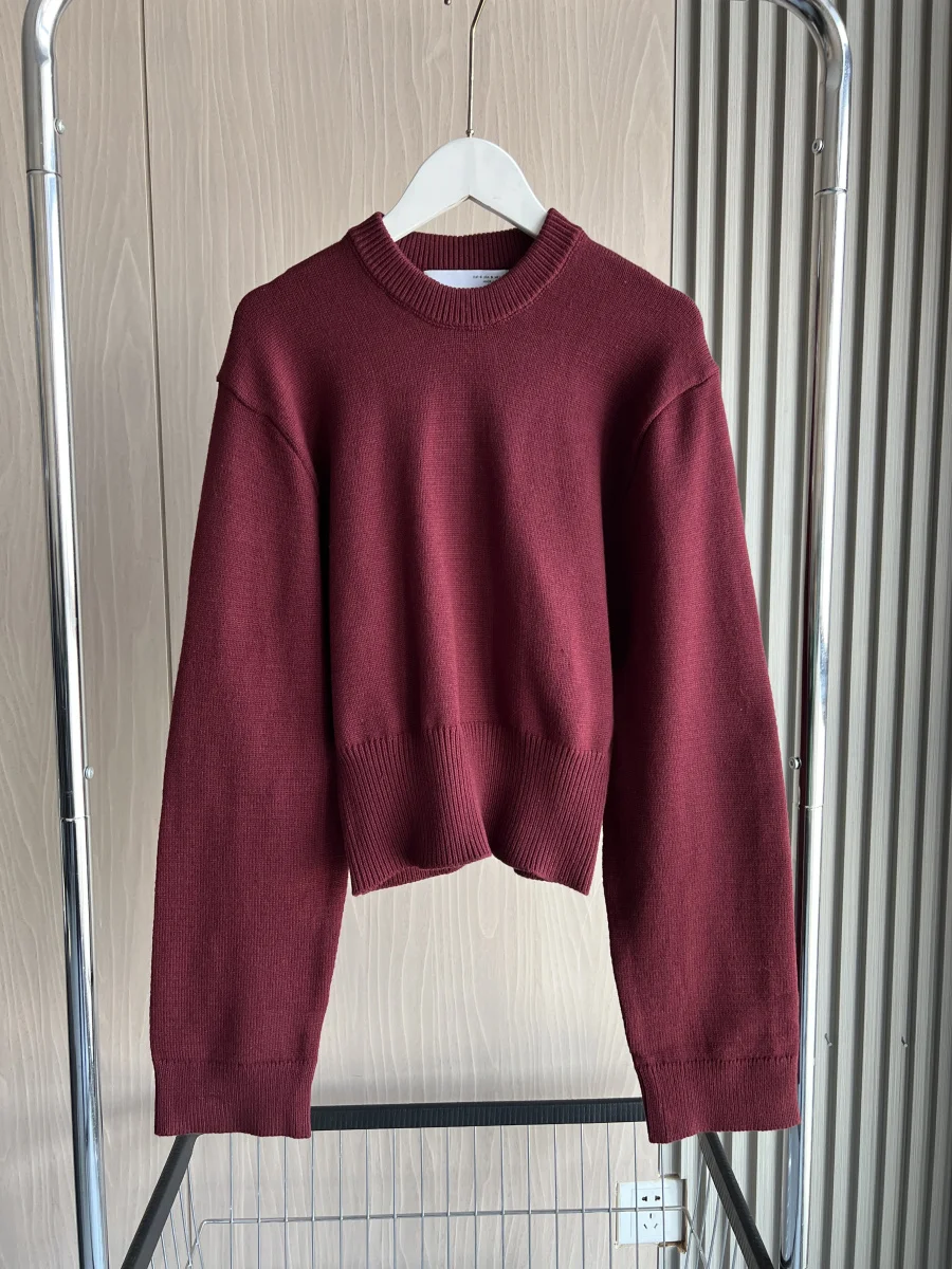 LIBIELIY Loose Sleeve Round Neck Knitted Sweater New Product Ladies Ultra-wide Ribbed Hem Long Sleeve Short Cardigan