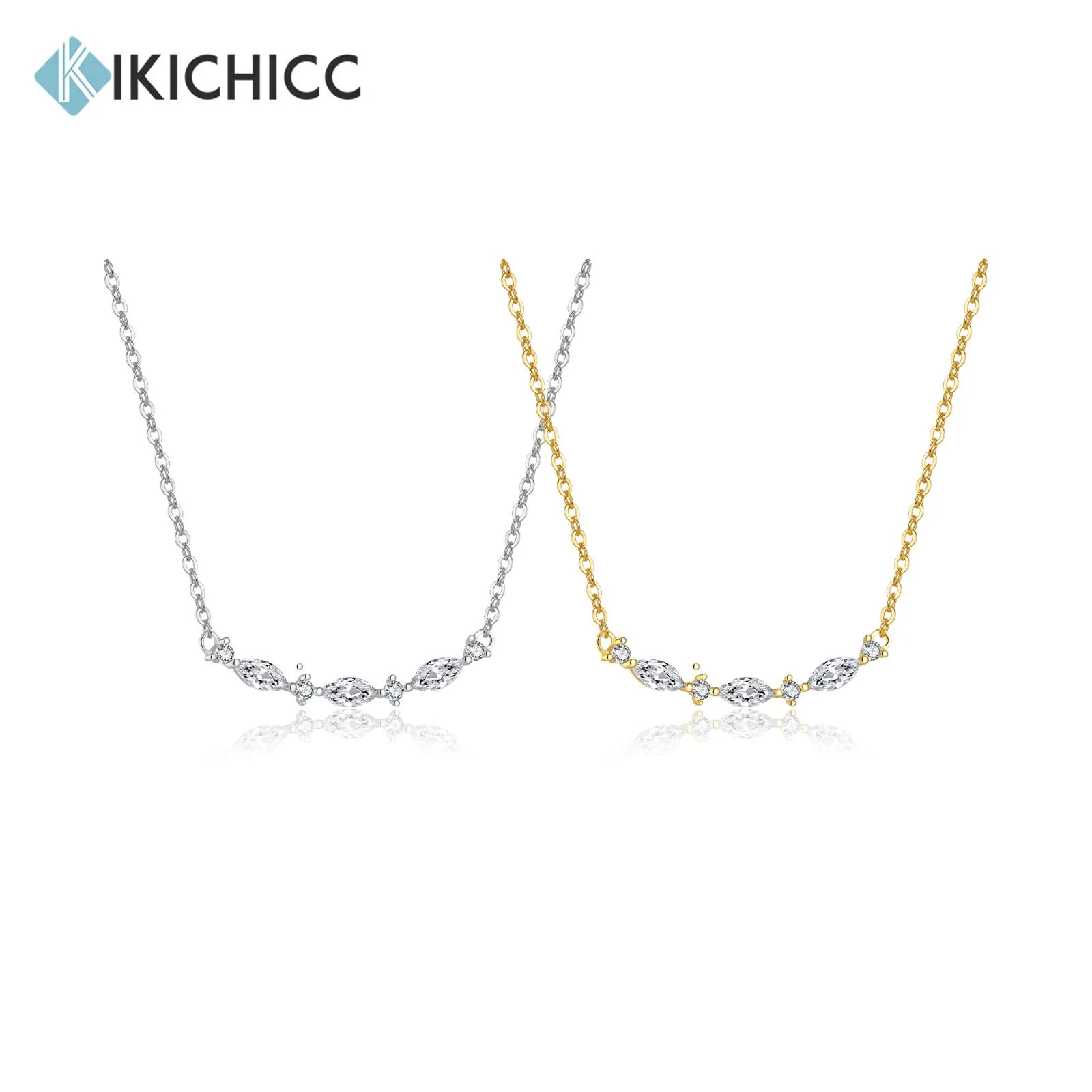 KIKICHICC 925 Sterling Silver Gold Line Queen Marqulse Zircon CZ Pendant Necklace Long Chain Fine Jewelry 2024 Valentiens Jewels