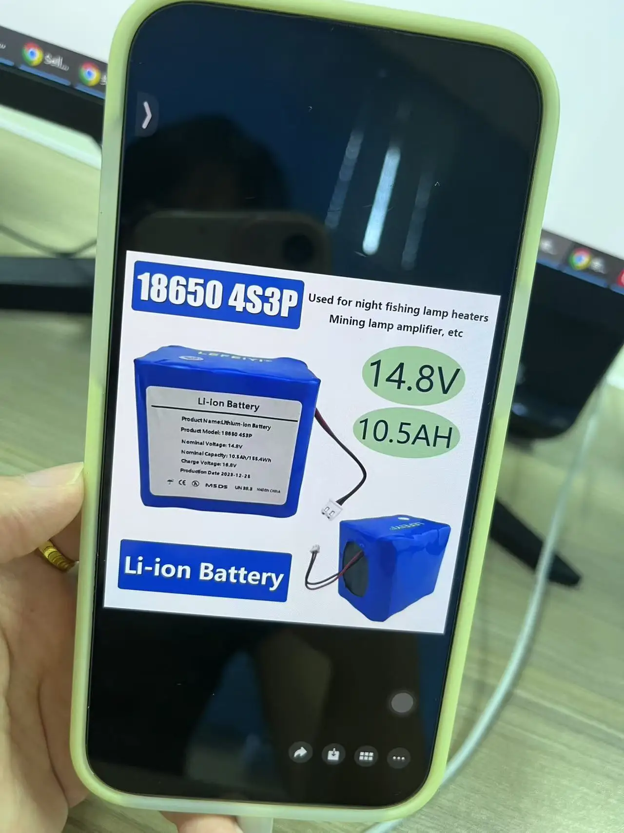 4S3P ~☛14.8V/16.8V 10500mAh 18650 Li-iom Battery Pack with 5A BMS for Night Fishing Lamp Heater Miner's Lamp Amplifier Etc