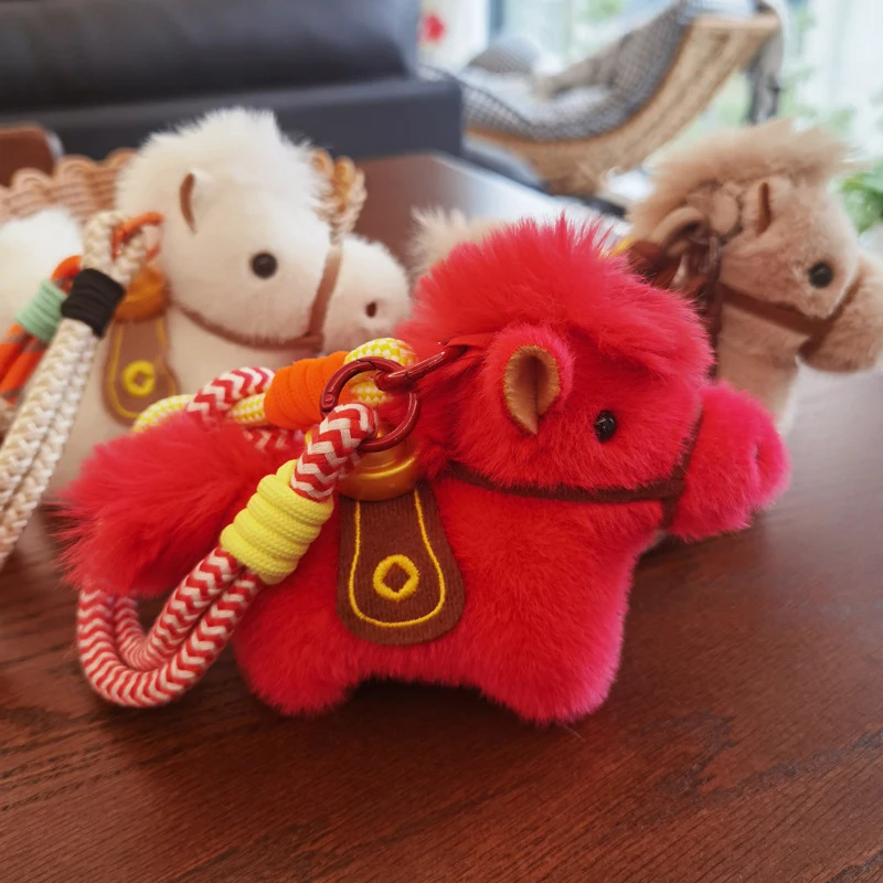 

Cute New Year Plush Keychain Bag Charm Doll Charm Miniature Horse Figurine