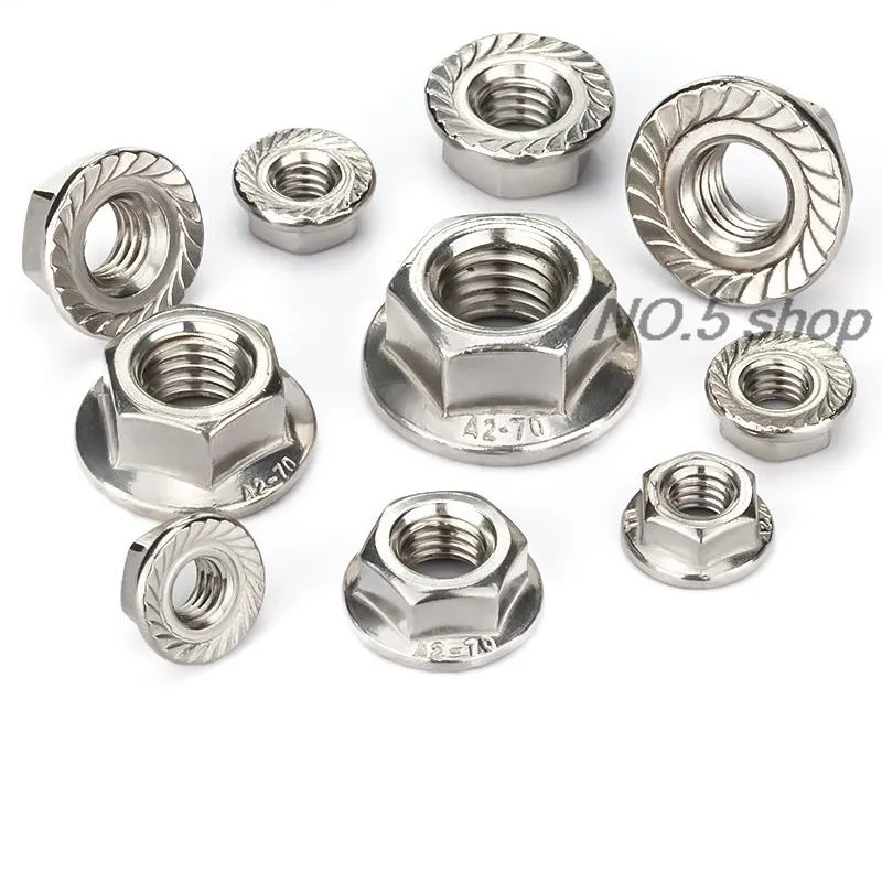 2Pcs M10 316 Stainless Steel Flange Nut Anti Slip Screw Cap Hexagon Nut Cap