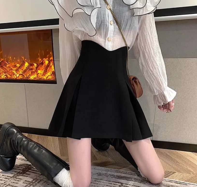 Jk Grote Maat Lente Zomer Hoge Taille A-lijn Zwarte Veelzijdige Rok Mode Meisjes Koreaanse Losse Temperament Leeftijdsverlagende Rokken