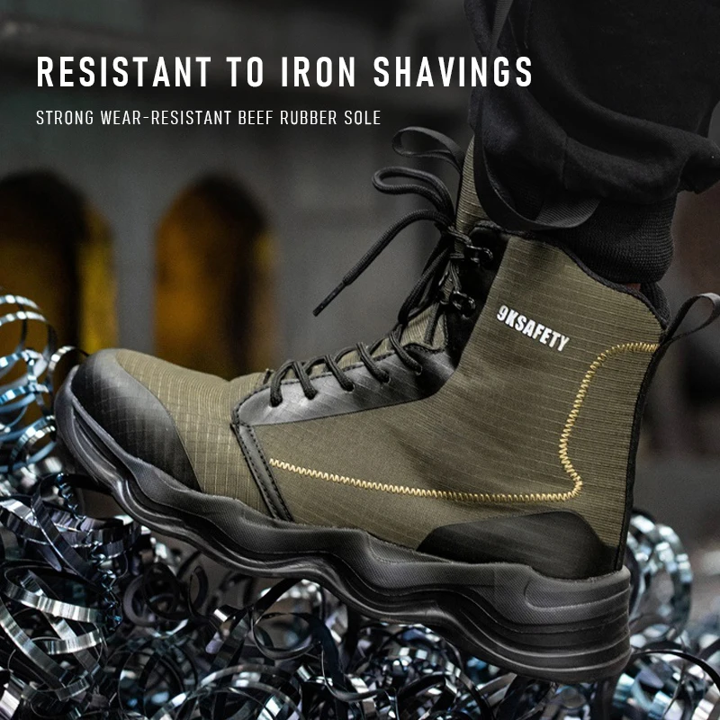 High Top Steel Toe Protective Safety Shoes High Quality Men Boots Work Safety Boots Anti Smash Anti-puncture Work Shoes Men