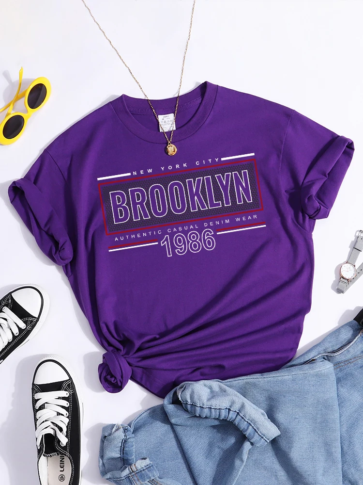 Brooklyn New York City 1986 T Shirt Womens Korean Fashion Daily T-Shirt Quality Graphics Clothing Outdoor Harajuku Short Sleeve