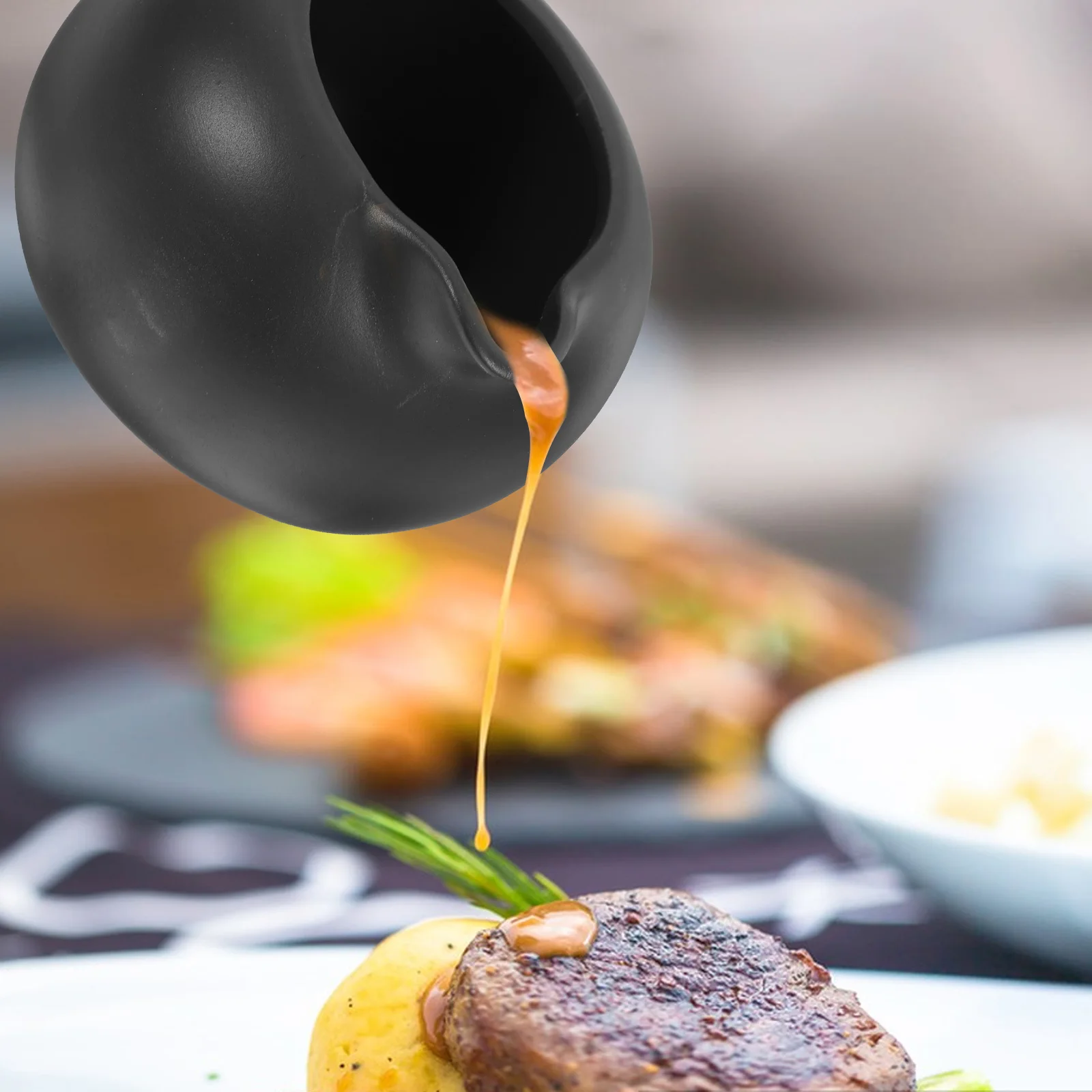 

Ceramic Milk Pot Tea Distributor Creamer Pitcher Black Sauce Dispenser Kitchen Supplies Coffee Shop Restaurant Juices